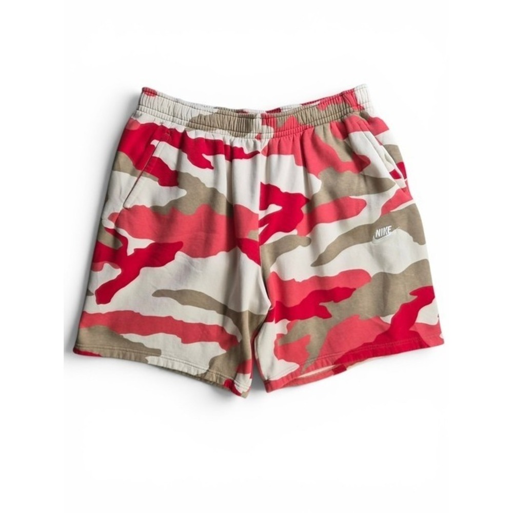 Nike Mens Coral Tan Camo Shorts 2XL Elastic Waist Drawstring Athleisure Pockets